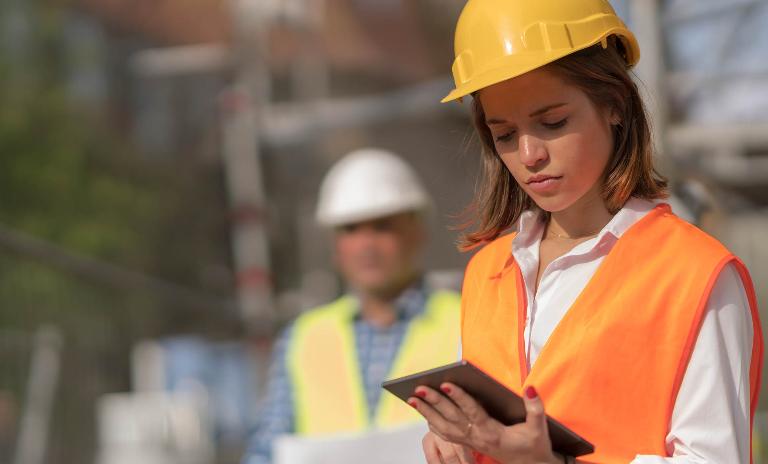 Tablets replace printed plans on construction sites.