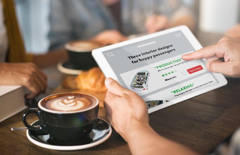 With purpose-built vehicles, travelling time turns into quality time, which passengers can also use for other activities.